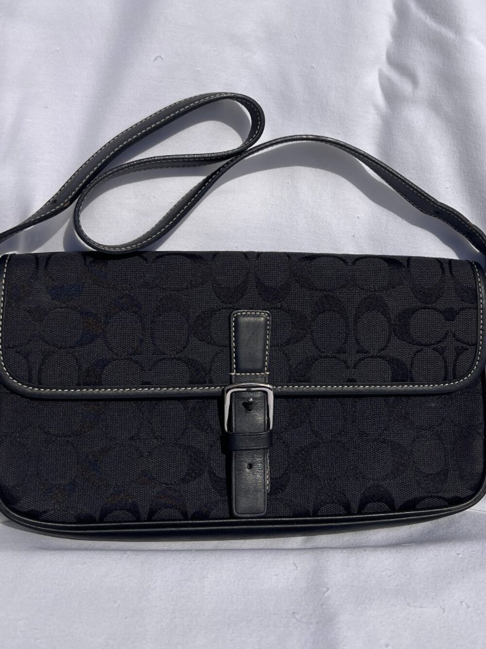Coach Black Jacquard Monogram Canvas Shoulder Bag 6095